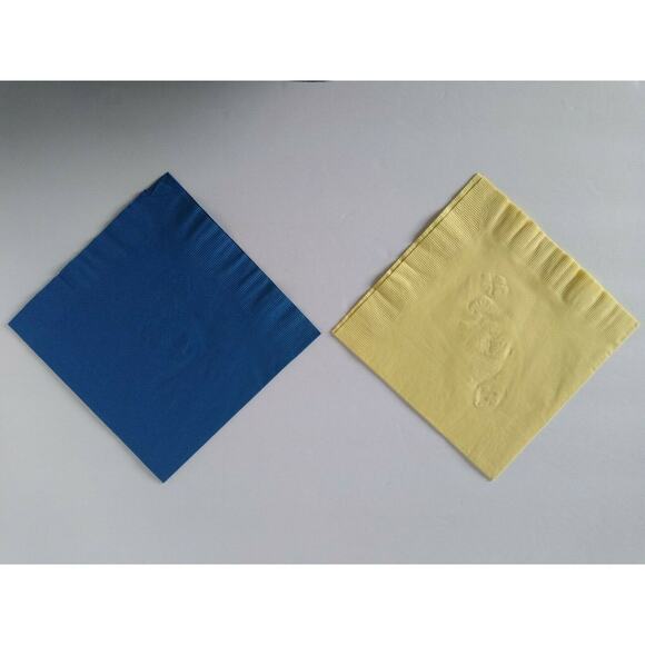 Mr Peanut Napkins Yellow Blue Paper Cocktail Dinner Planters Set Of 2 Vintage - Picture 5 of 5